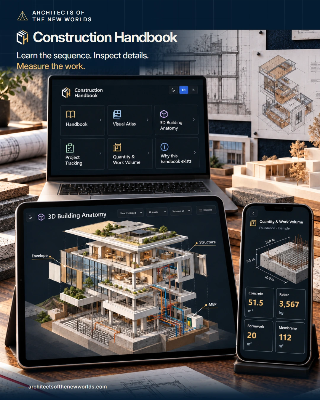 Construction Handbook: approved laptop, tablet and phone campaign visual